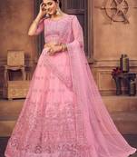 Embroidered Thread Work Semi-Stitched Lehenga & Unstitched Blouse With Dupatta