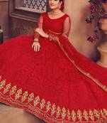 Embroidered Thread Work Semi-Stitched Lehenga & Unstitched Blouse With Dupatta