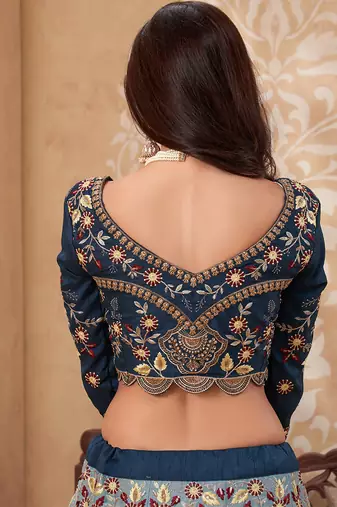 Teal Blue Soft Silk Sequins embroidery Work A Line Lehenga With Zarkan work Partywear Lehenga For Bridal & Siders