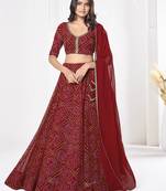 Printed Semi-Stitched Lehenga & Unstitched Blouse With Dupatta