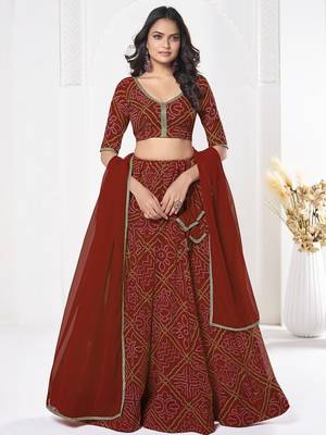 Printed Semi-Stitched Lehenga & Unstitched Blouse With Dupatta 4