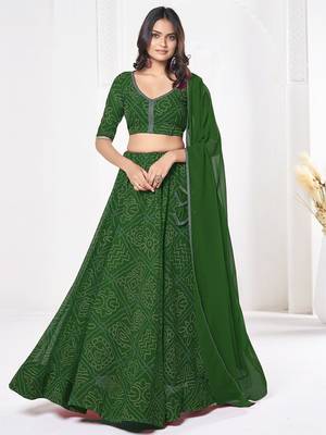Printed Semi-Stitched Lehenga & Unstitched Blouse With Dupatta 1