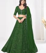 Printed Semi-Stitched Lehenga & Unstitched Blouse With Dupatta