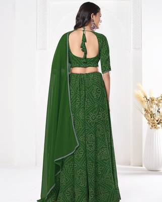 Printed Semi-Stitched Lehenga & Unstitched Blouse With Dupatta 3