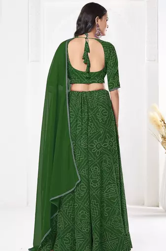 Printed Semi-Stitched Lehenga & Unstitched Blouse With Dupatta