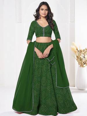 Printed Semi-Stitched Lehenga & Unstitched Blouse With Dupatta 4