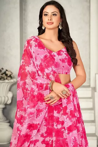 Printed Semi-Stitched Lehenga & Unstitched Blouse With Dupatta