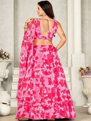 Printed Semi-Stitched Lehenga & Unstitched Blouse With Dupatta 3