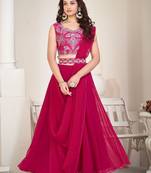 Embroidered Thread Work Semi-Stitched Lehenga & Unstitched Blouse With Dupatta