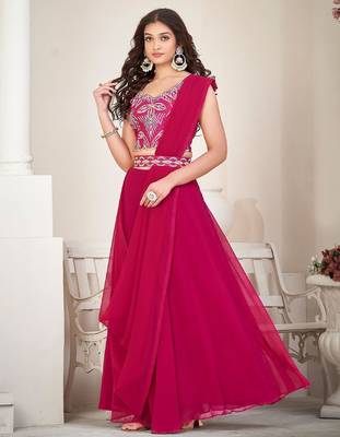 Embroidered Thread Work Semi-Stitched Lehenga & Unstitched Blouse With Dupatta 3