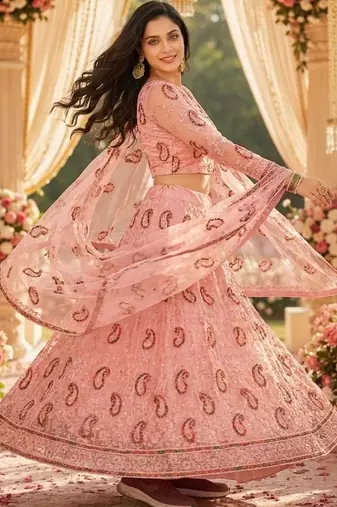 Embroidered Ready to Wear Lehenga & Unstitched Blouse With Dupatta