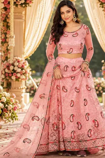 Embroidered Ready to Wear Lehenga & Unstitched Blouse With Dupatta
