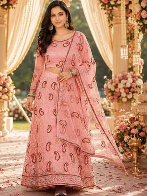 Embroidered Ready to Wear Lehenga & Unstitched Blouse With Dupatta 1