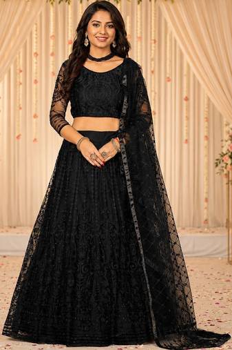 Embroidered Ready to Wear Lehenga & Unstitched Blouse With Dupatta