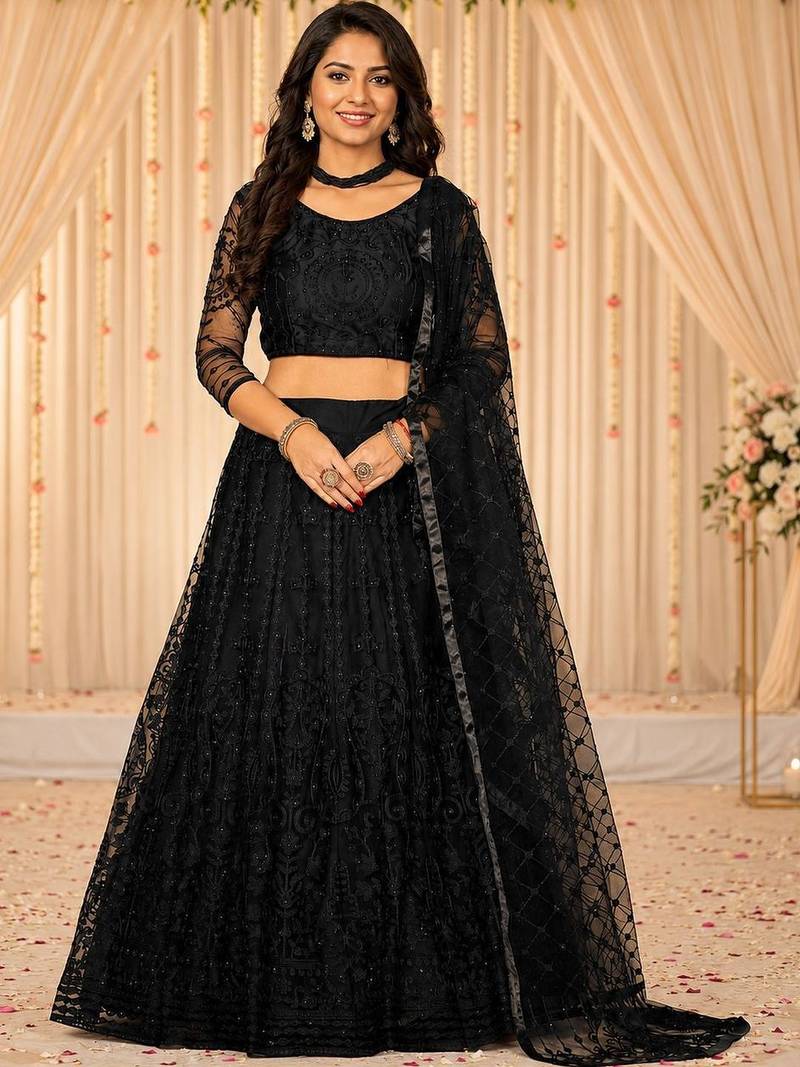 Embroidered Ready to Wear Lehenga & Unstitched Blouse With Dupatta