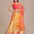 White & Red Printed Semi-Stitched Lehenga & Unstitched Blouse With Dupatta