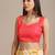 White & Red Printed Semi-Stitched Lehenga & Unstitched Blouse With Dupatta