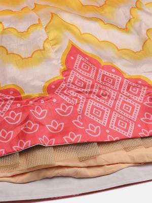 White & Red Printed Semi-Stitched Lehenga & Unstitched Blouse With Dupatta 3