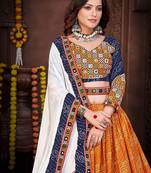 Embroidered Thread Work Semi-Stitched Lehenga & Blouse With Dupatta