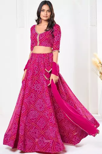 Printed Ready to Wear Lehenga & Unstitched Blouse With Dupatta