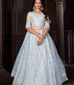 Embroidered Thread Work Semi-Stitched Lehenga & Unstitched Blouse With Dupatta