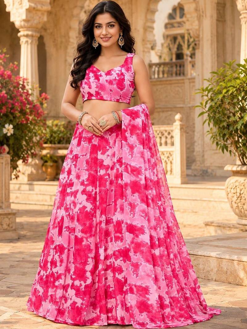 Printed Ready to Wear Lehenga & Unstitched Blouse With Dupatta