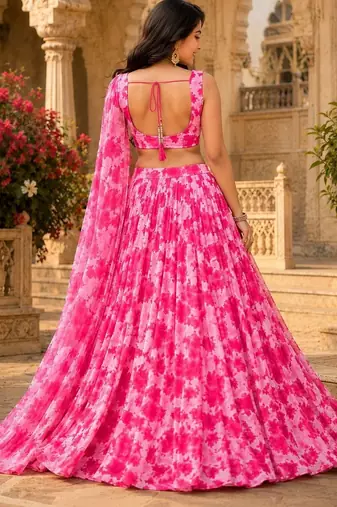 Printed Ready to Wear Lehenga & Unstitched Blouse With Dupatta