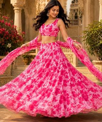 Printed Ready to Wear Lehenga & Unstitched Blouse With Dupatta 3