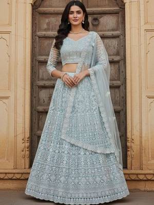 Embroidered Thread Work Ready to Wear Lehenga & Blouse With Dupatta 1