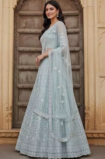 Embroidered Thread Work Ready to Wear Lehenga & Blouse With Dupatta