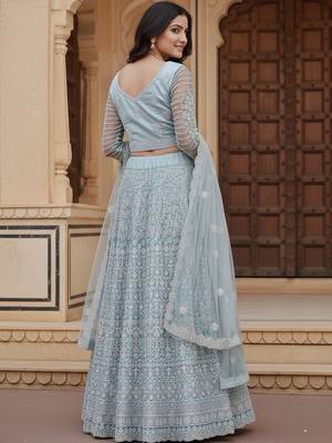 Embroidered Thread Work Ready to Wear Lehenga & Blouse With Dupatta 3
