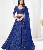 Printed Semi-Stitched Lehenga & Unstitched Blouse With Dupatta