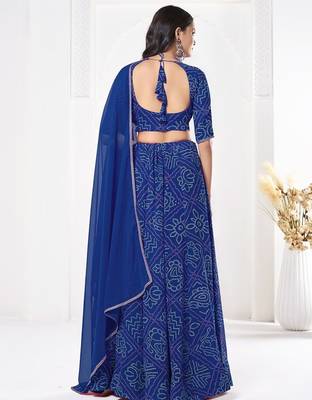 Printed Semi-Stitched Lehenga & Unstitched Blouse With Dupatta 3