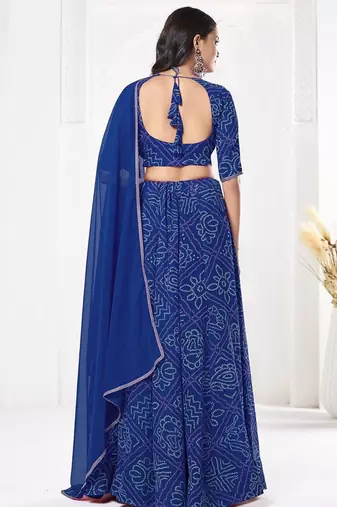 Printed Semi-Stitched Lehenga & Unstitched Blouse With Dupatta