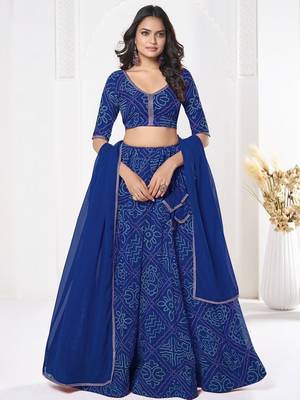 Printed Semi-Stitched Lehenga & Unstitched Blouse With Dupatta 4