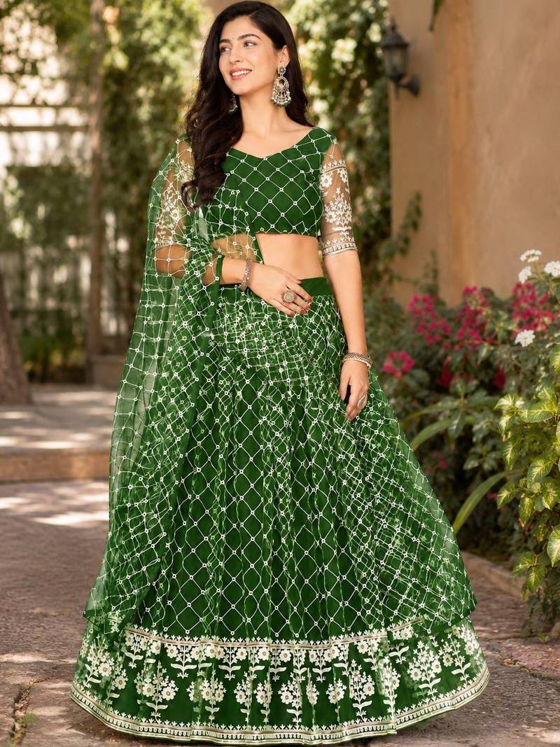 Embroidered Ready to Wear Lehenga & Unstitched Blouse With Dupatta