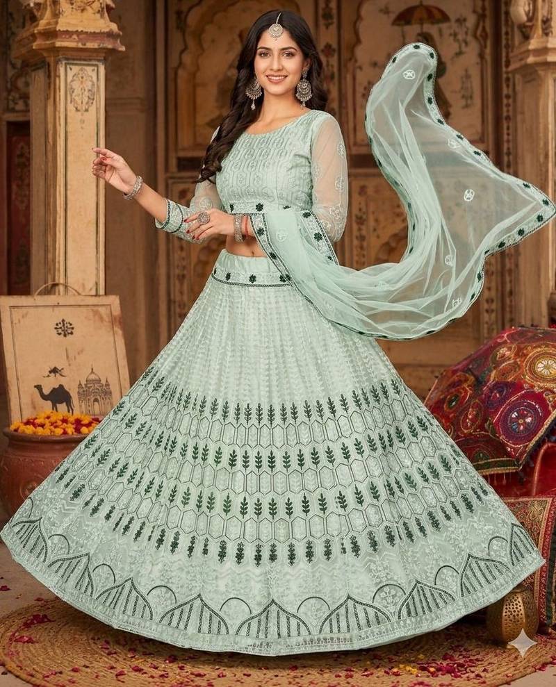 Embroidered Ready to Wear Lehenga & Unstitched Blouse With Dupatta
