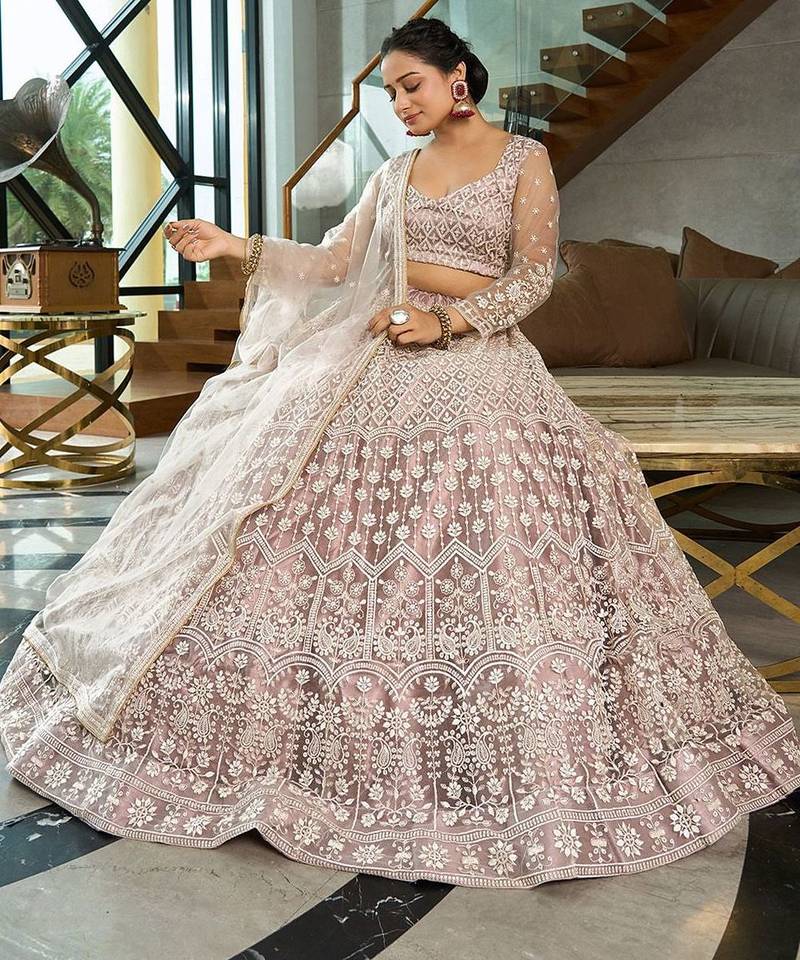 Embroidered Sequinned Semi-Stitched Lehenga & Unstitched Blouse With Dupatta