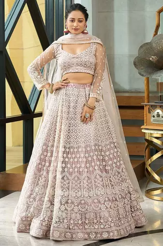 Embroidered Sequinned Semi-Stitched Lehenga & Unstitched Blouse With Dupatta