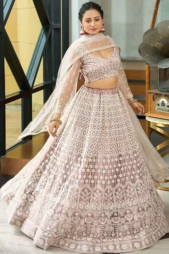 Embroidered Sequinned Semi-Stitched Lehenga & Unstitched Blouse With Dupatta