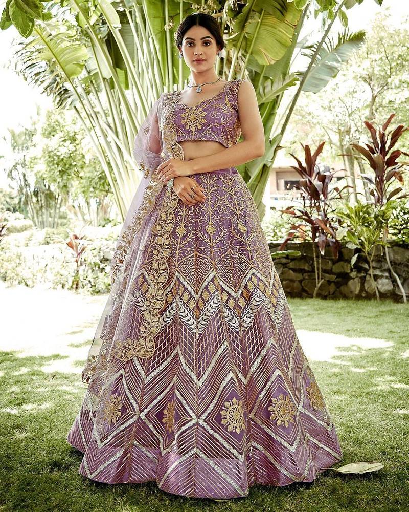 Embroidered Semi-Stitched Lehenga & Unstitched Blouse With Dupatta
