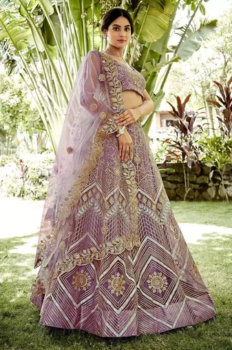 Embroidered Semi-Stitched Lehenga & Unstitched Blouse With Dupatta