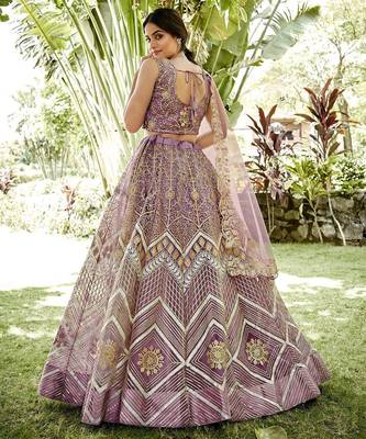Embroidered Semi-Stitched Lehenga & Unstitched Blouse With Dupatta 4