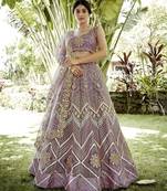 Embroidered Thread Work Semi-Stitched Lehenga & Unstitched Blouse With Dupatta