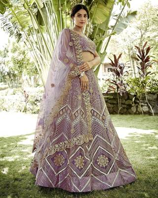 Embroidered Thread Work Semi-Stitched Lehenga & Unstitched Blouse With Dupatta 3