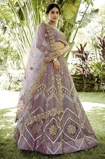 Embroidered Thread Work Semi-Stitched Lehenga & Unstitched Blouse With Dupatta