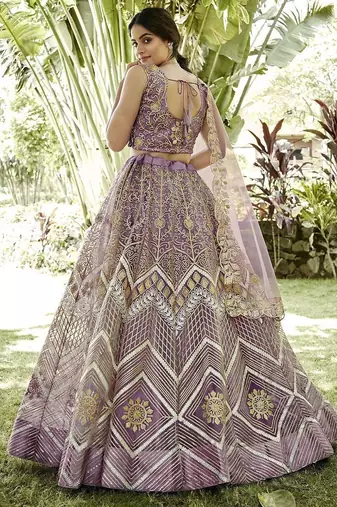 Embroidered Thread Work Semi-Stitched Lehenga & Unstitched Blouse With Dupatta