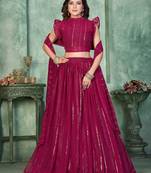 Embroidered Thread Work Semi-Stitched Lehenga & Unstitched Blouse With Dupatta