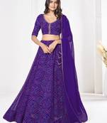 Printed Semi-Stitched Lehenga & Unstitched Blouse With Dupatta