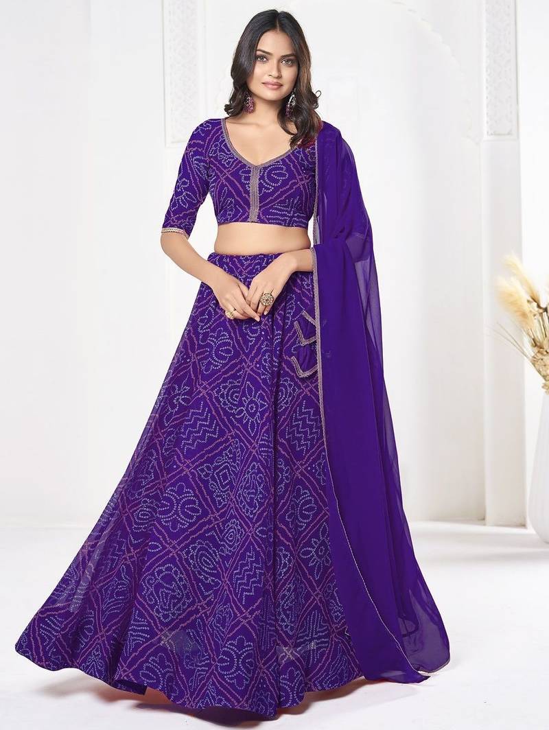 Printed Semi-Stitched Lehenga & Unstitched Blouse With Dupatta